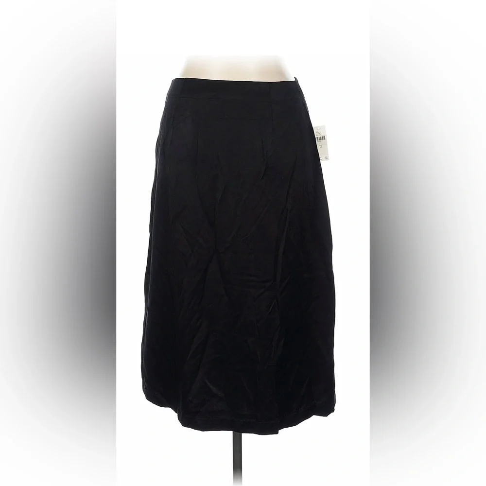 Anthropologie Front Slit Midi Black Satin Skirt NWT - Picture 2 of 4